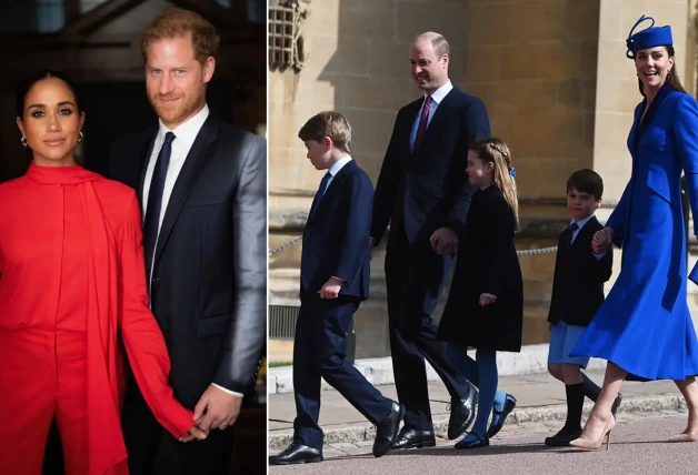 Meghan Markle el príncipe Harry el príncipe Guillermo y Kate Middleton con sus hijos