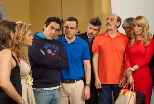 José Luis Gil en escena con sus compañeros en 'La que se avecina'