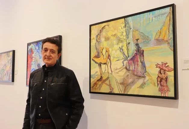 El músico Manolo García, en la inauguración de una muestra de sus pinturas.