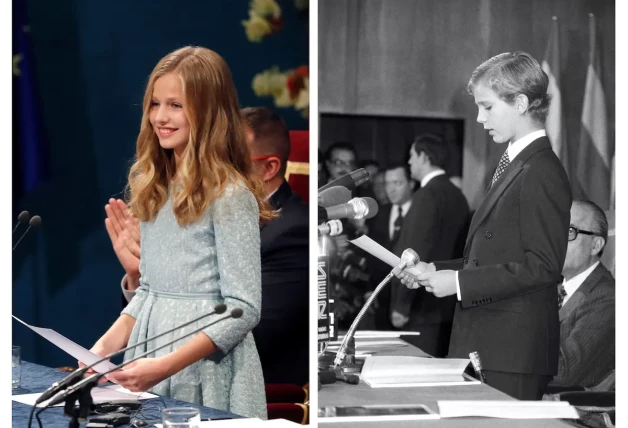 Leonor y Felipe en sus respectivos primeros discursos públicos.