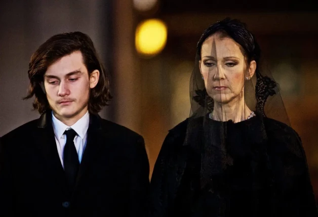 Celine Dion en el funeral de su marido René Charles