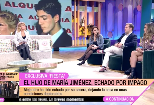 Los colaboradores de 'Fiesta' comentan la noticia de que el hijo de María Jiménez ha sido echado de su casa por impago