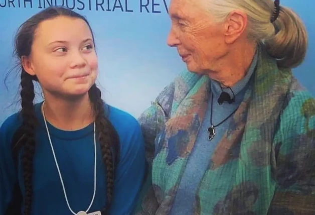 GRETA THUNBERG ACTIVISTA CLIMATICA DE 16 AÑOS CON JANE GOODALL