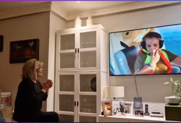 La primera reacción de Carmen, que fue al "reality" en el 2024 (en la foto al ir a saltar del helicóptero)