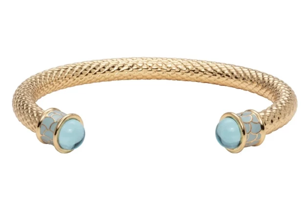 Brazalete de oro y aguamarinas de Halycon Days.