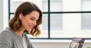 Mujer usando auriculares