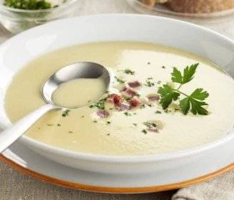 Vichyssoise de puerro y pera