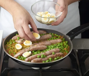 Salchichas con guisantes-Paso 9