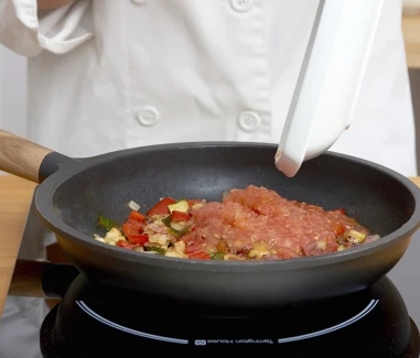 Alubias con pisto y jamón-Paso 3