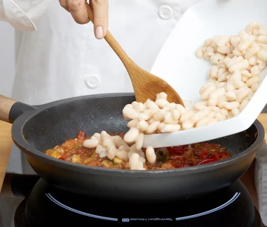 Alubias con pisto y jamón-Paso 4