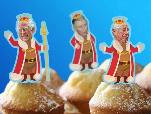 Figuras de Carlos III para adornar los muffins.