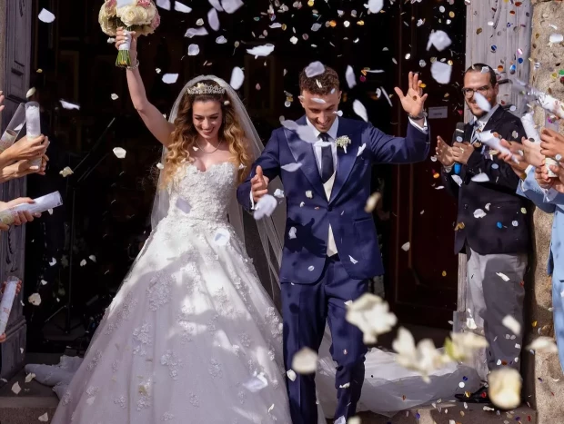 Diogo Jota y Rute Cardoso, en su boda.