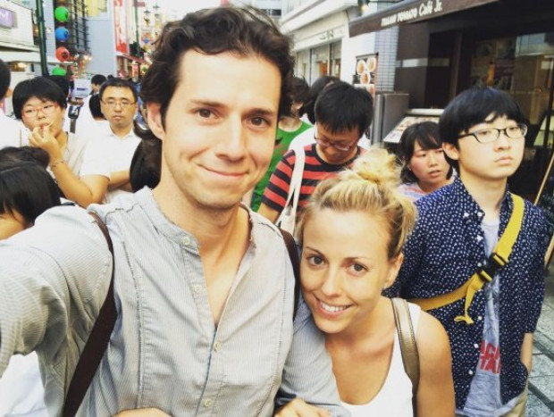 La pareja, durante su luna de miel, en Japón.