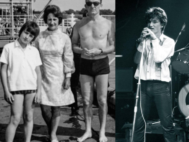 Con sus padres y en sus inicios en la banda U2.