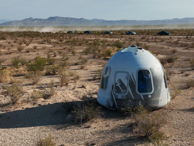 The New Shepard crew capsule following NS-22. (August 4, 2022).