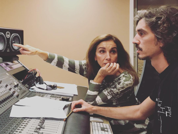 Ana Belén y su hijo David en el estudio de grabación.