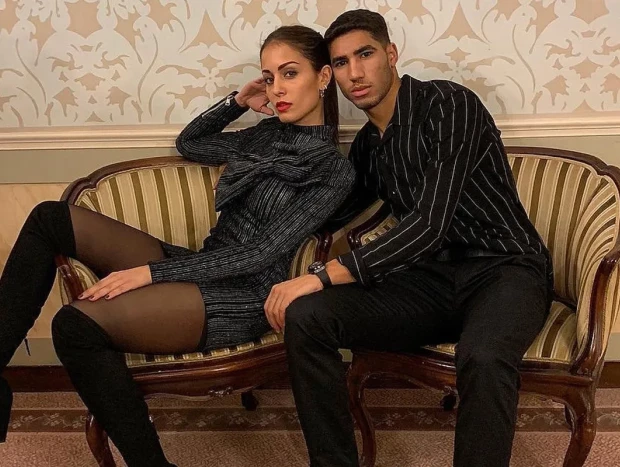 Hiba Abouk y Achraf Hakimi, en una imagen de redes sociales.