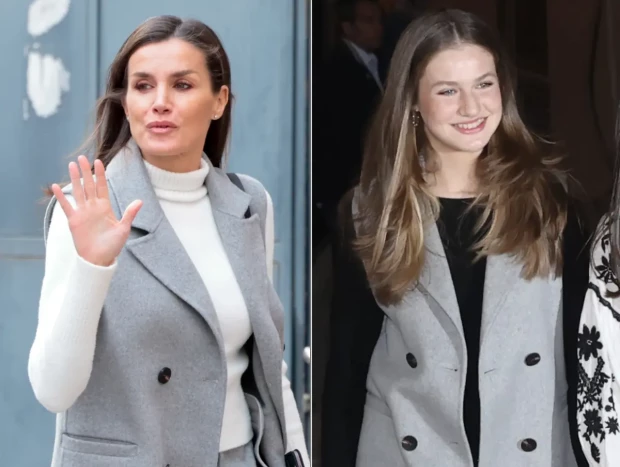 Letizia y Leonor compartiendo un chaleco levita gris