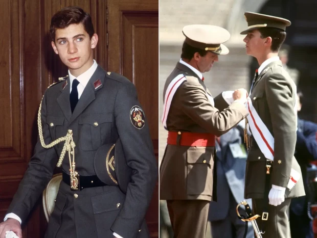 Juan Carlos y Felipe VI en su graduación.