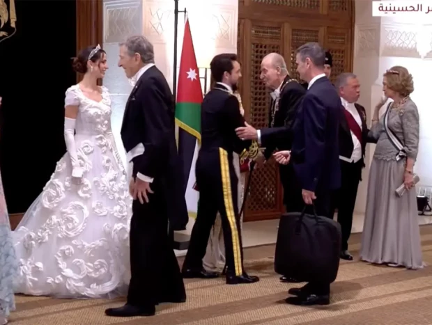 Juan Carlos y Sofía a su llegada a la cena de gala.