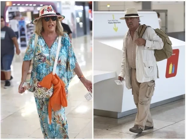 Lydia Lozano y su marido Charly en un montaje en el aeropuerto