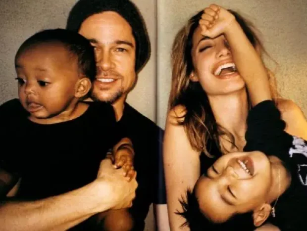 Brad Pitt y Angelina con dos de sus hijos