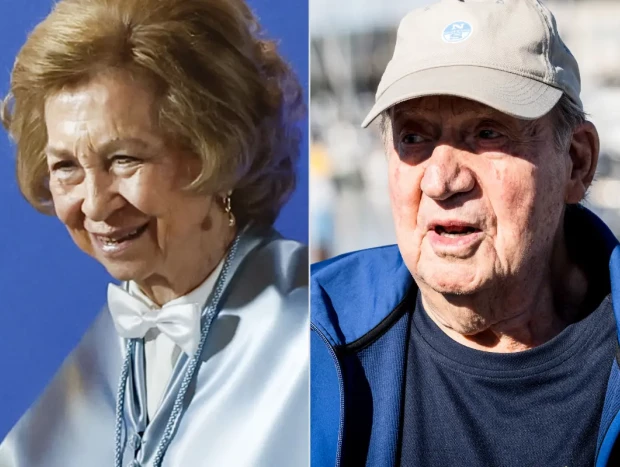 Doña Sofía en el aula magna del Campus de Montepríncipe de la Universidad CEU
San Pablo. Juan Carlos en una de sus últimas regatas.