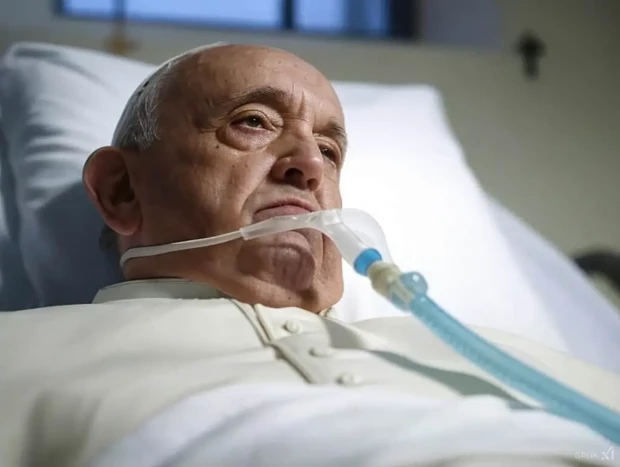 Foto falsa del Papa Francisco ingresado en el hospital realizada mediante inteligencia artificial.