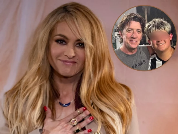 Paulina Rubio en un montaje con una foto de Colate y su hijo en común