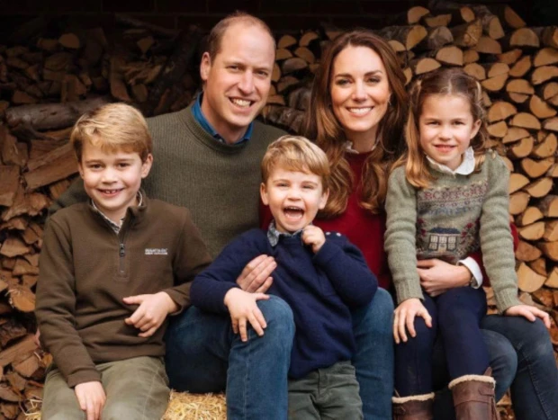 La familia real británica: el príncipe Guillermo, Kate Middleton y sus hijos George, Louis y Charlotte.