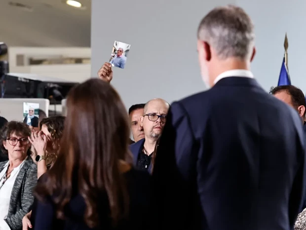 Los reyes Felipe VI y Letizia durante el funeral de Estado por las 237 víctimas de la dana celebrado este miércoles en Valencia con motivo del primer aniversario de la tragedia.