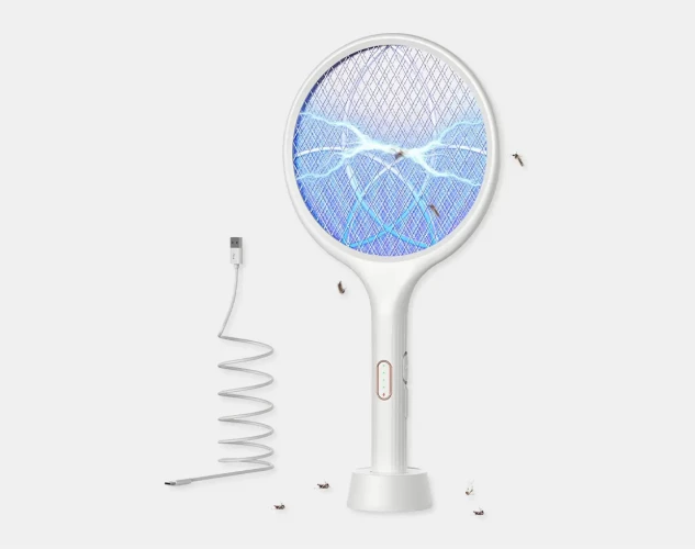 Raqueta eléctrica antimosquitos con trampa UV y batería recargable