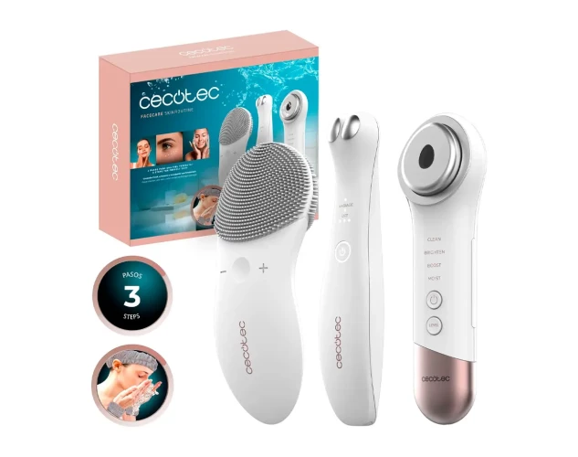 Dispositivo facial 3 en 1 con masaje, limpieza profunda y fototerapia