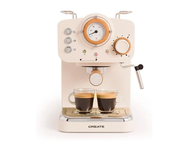 Cafetera espresso retro semiautomática con vaporizador y doble
