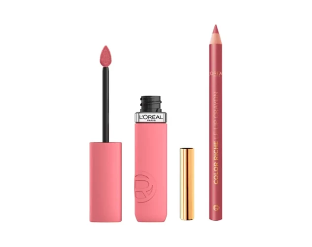 Lote labial mate larga duración con perfilador