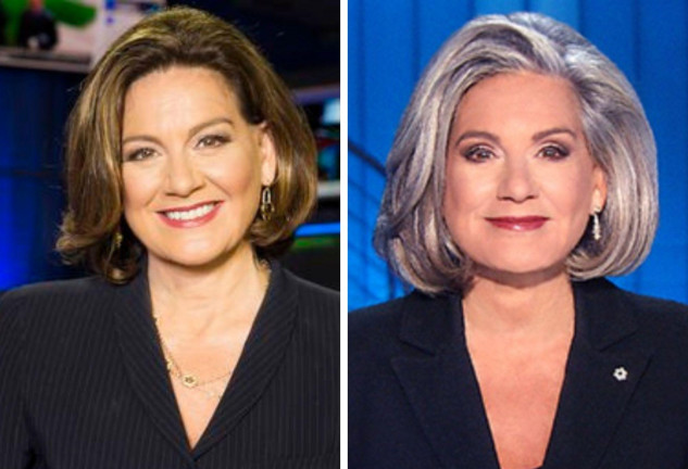 La periodista, antes y después de teñirse.