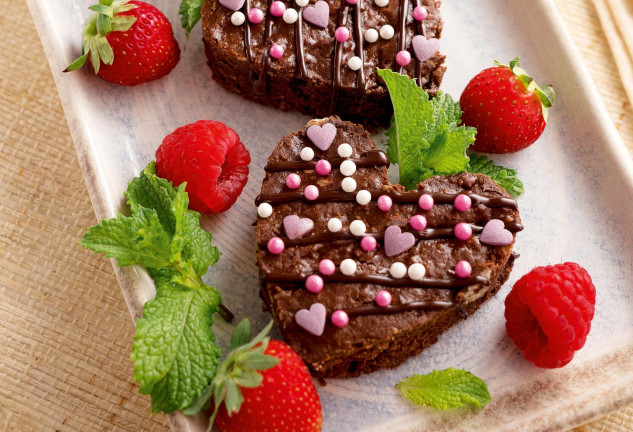 Brownie de chocolate en forma de corazón