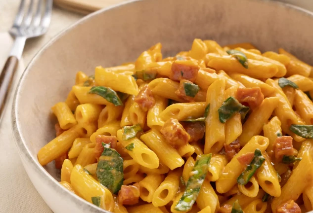 Macarrones con espinacas