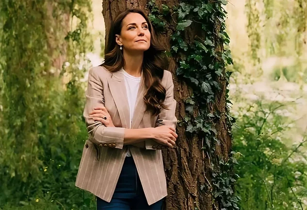 Kate Middleton en un bosque.