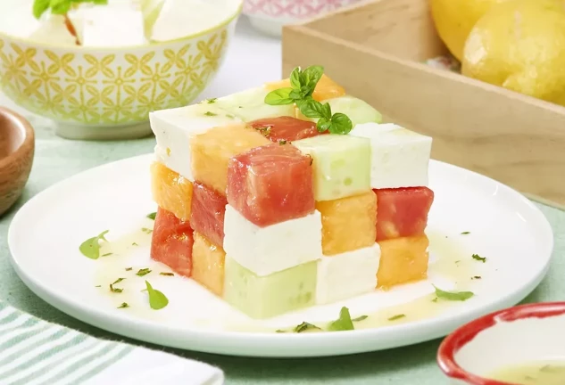 Ensalada cubo Rubik con vinagreta