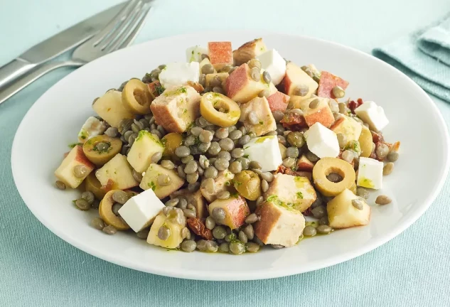 Ensalada de lentejas con pollo