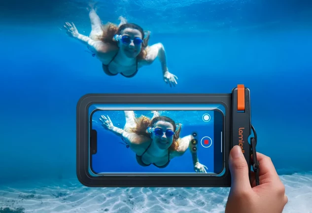 Funda impermeable para móvil IPX8 con pantalla táctil y cuerda ajustable