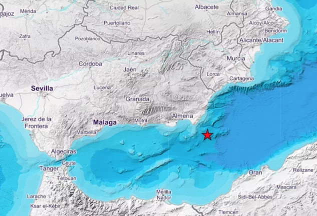 Zona del terremoto en la costa de Almería