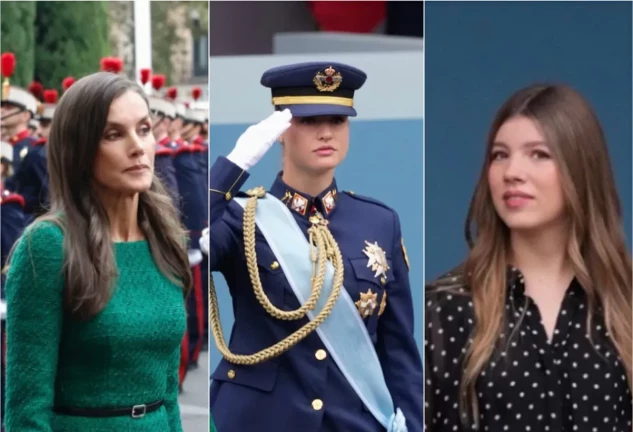 La reina Letizia, la princesa Leonor y la infanta Sofía el Día de la Hispanidad