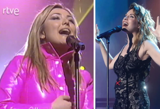 Amaia Montero cantando en una imagen partida con Leire Martínez (rtve)