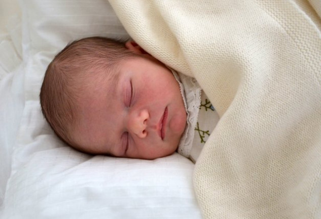 La Casa Real sueca ha colgado en la web un primerísimo primer plano del recién nacido reposando su cabecita en una almohada blanca.