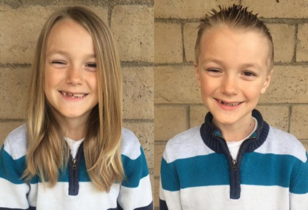 Vinny estaba feliz de donar su pelo, pero su ojito derecho medio cerrado alarmó a sus padres.