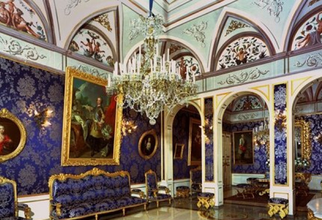 El salón azul, del Palacio de Mónaco, es una de las estancias que puede visitarse.