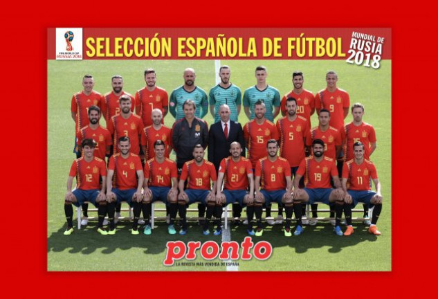 Posado oficial de los futbolistas españoles que disputarán el Mundial de Rusia 2018.