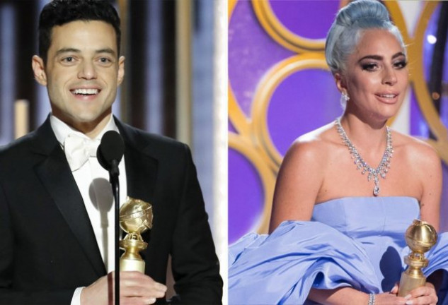 Rami Malek y Lady Gaga durante la gala